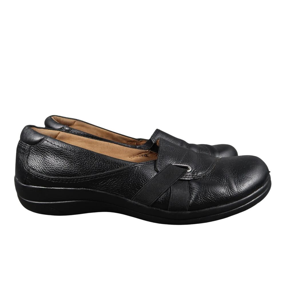 Natural Soul Shoes Womens 8 Slip On Loafers Comfort Casual Black Leather Classic
